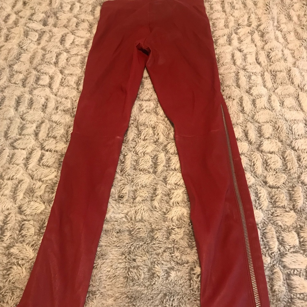Red leather pants